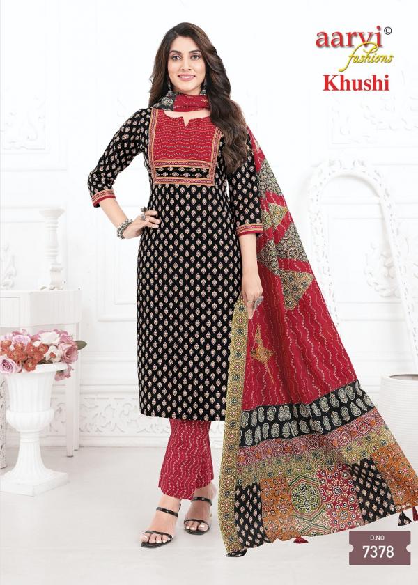 Aarvi Khushi Vol-1 – Ajrakh Style Kurti Pant With Dupatta